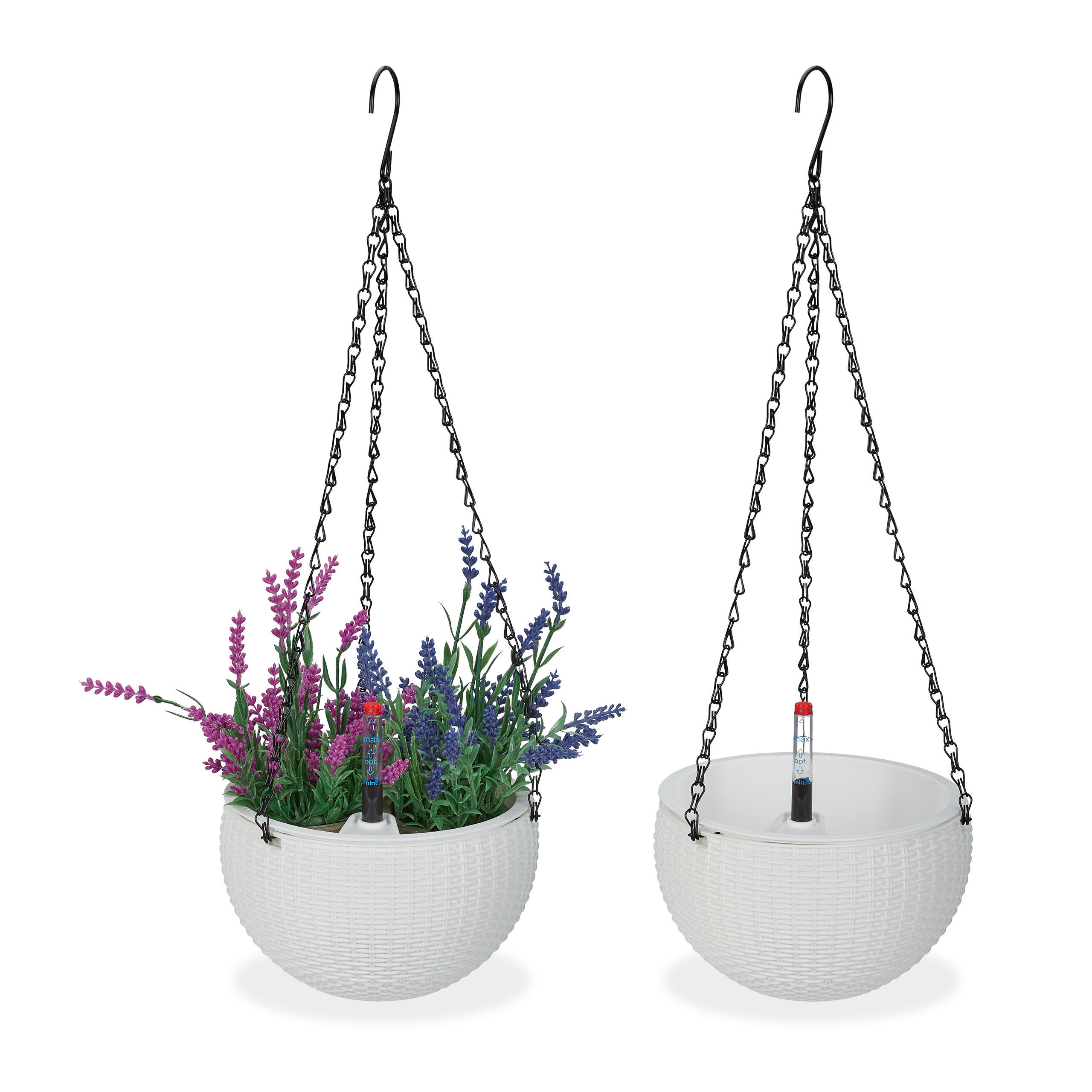 2XBLUMENAMPEL - Weiß, Kunststoff/Metall (54cm) - Relaxdays