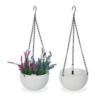 2XBLUMENAMPEL - Weiß, Kunststoff/Metall (54cm) - Relaxdays