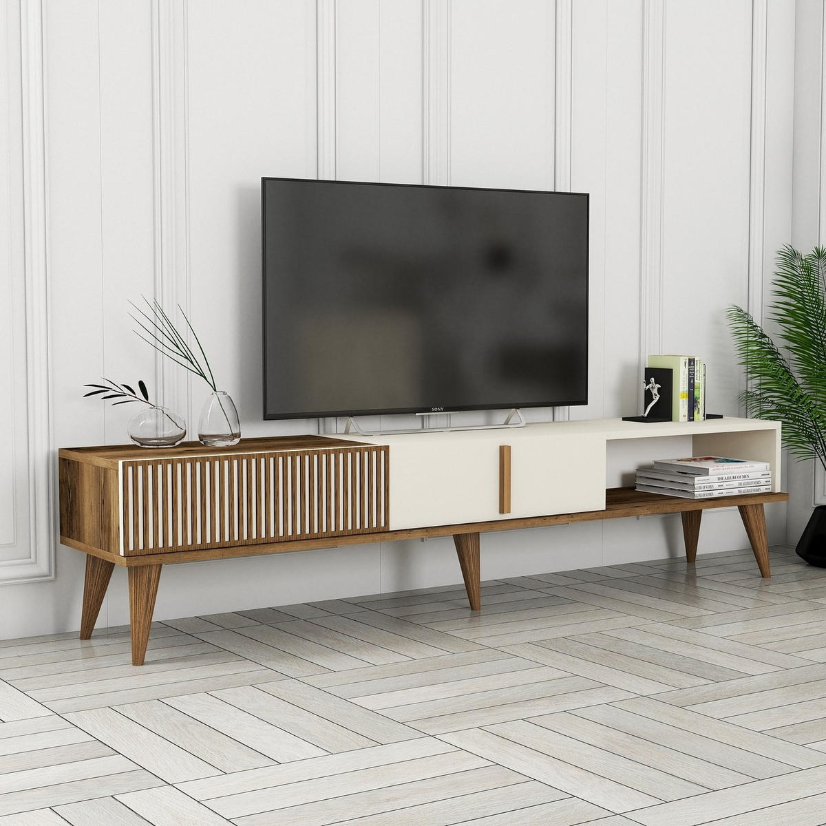 TV-MÖBEL Milan Creme - Creme, Holz (180/40/35cm) - Habitat Garten
