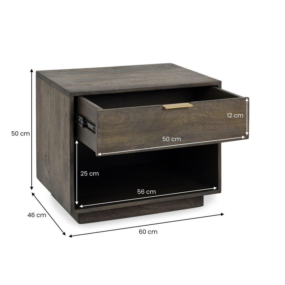 NACHTTISCH BORA braun - Braun, Holz (60/50/46cm) - IDIMEX