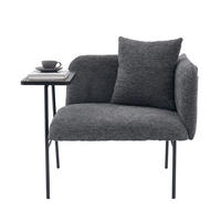 SESSEL 86/72/71 cm in Dunkelgrau mit Beistelltisch und Seitentaschen - Dunkelgrau, Textil (86/71/72cm) - BEAOK