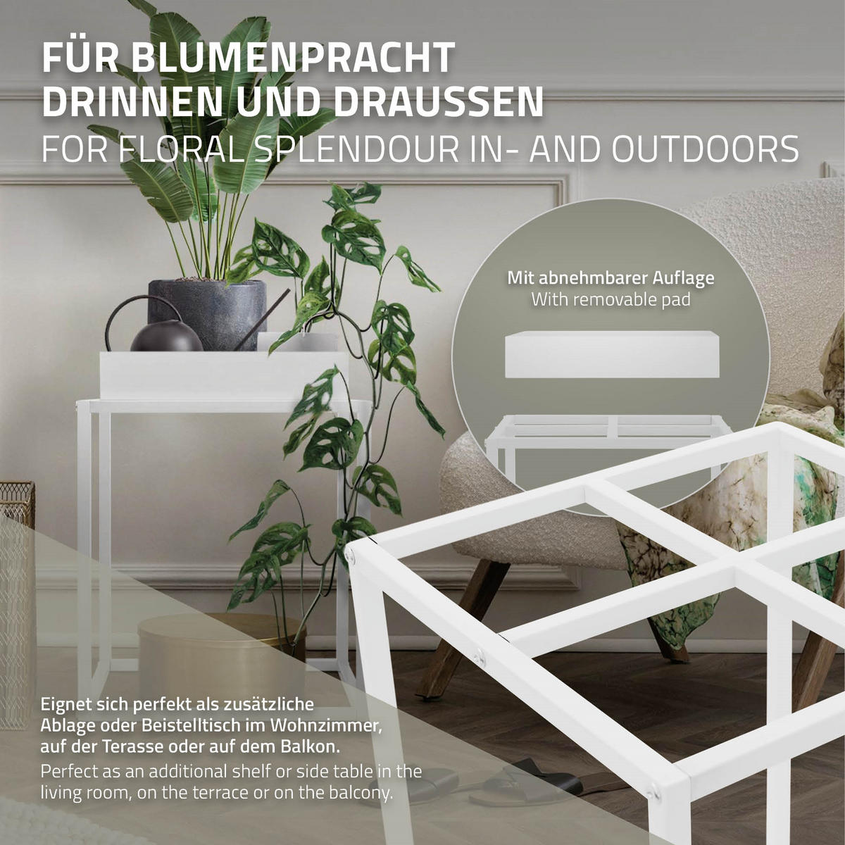 BLUMENSTÄNDER Weiß 35/35/46 cm - Weiß, Metall (35/35/46cm) - ML-DESIGN