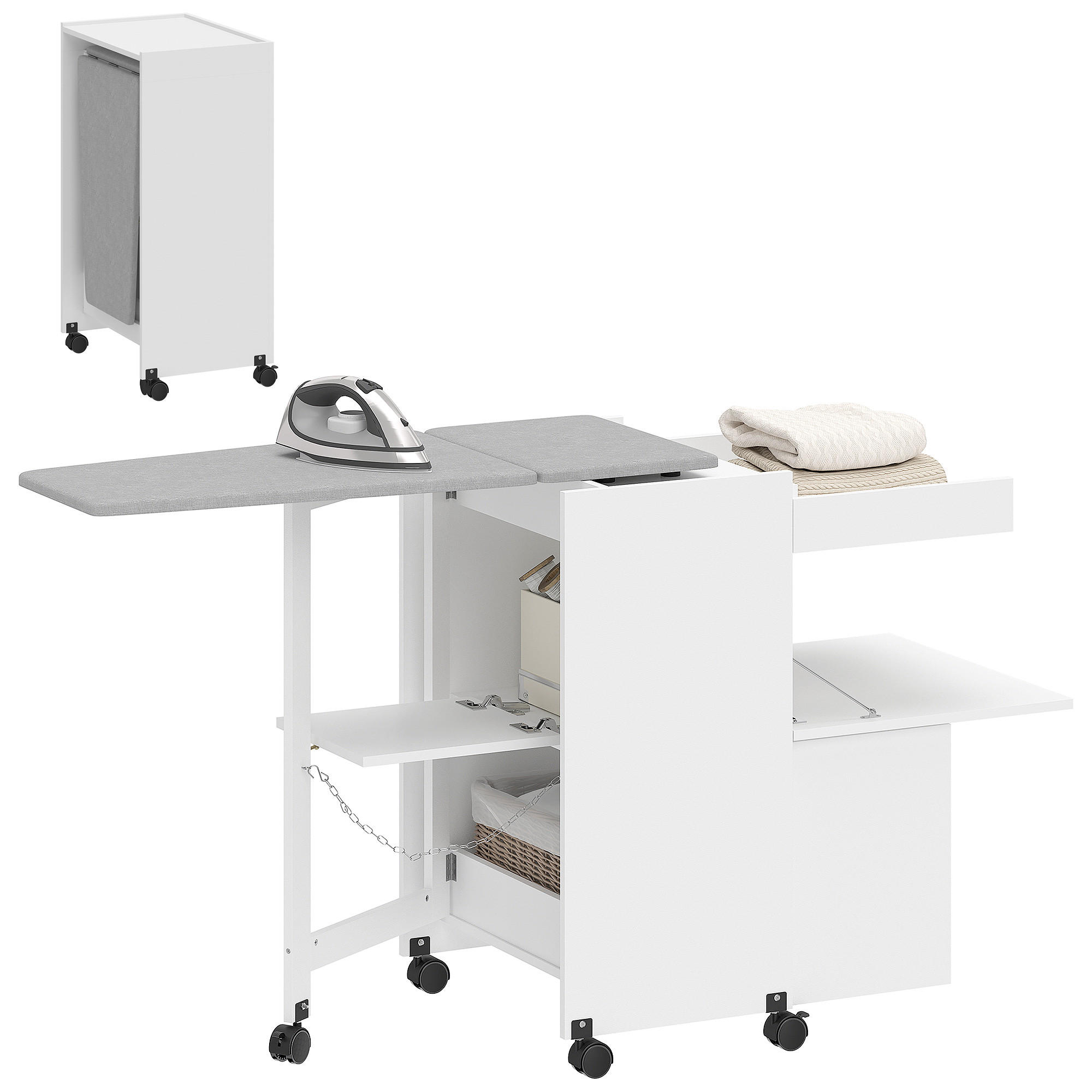 BÜGELBRETTSCHRANK Weiß 1 Stück - Weiß, Holzwerkstoff (55/87/154cm) - GiPP
