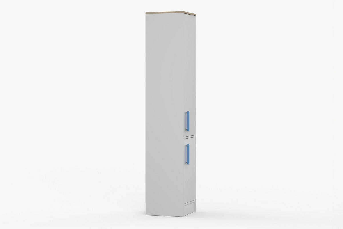 REGAL MIKI 01 Korpus Weiß | Griffe Blau - Blau/Weiß, Holz/Holzwerkstoff (40/197/38cm) - Deine Möbel 24