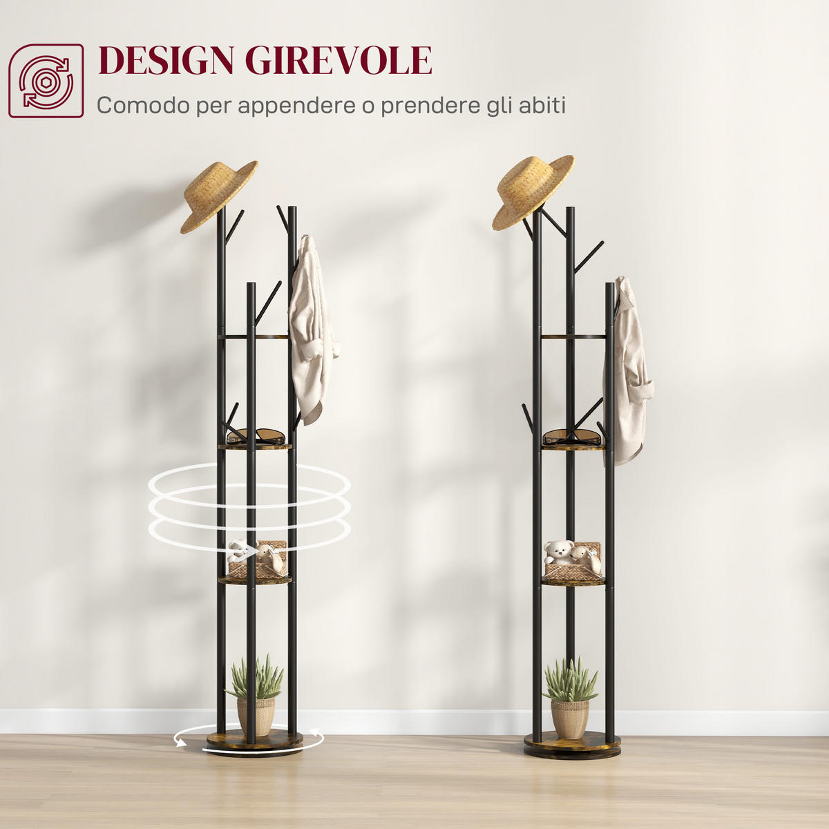 GARDEROBENSTÄNDER Braun 1 Stück - Braun, Holzwerkstoff (30/175/30cm) - GiPP