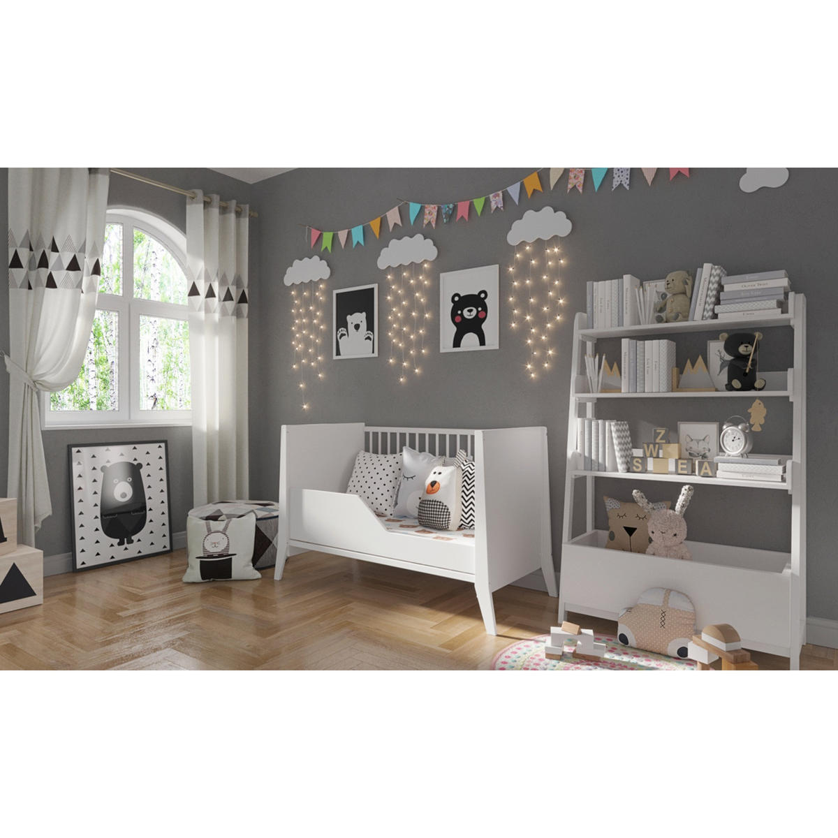 BABYBETT Zoe, Mitwachsendes, Weiß - Weiß, Holz (60/120cm) - Premiers Moments