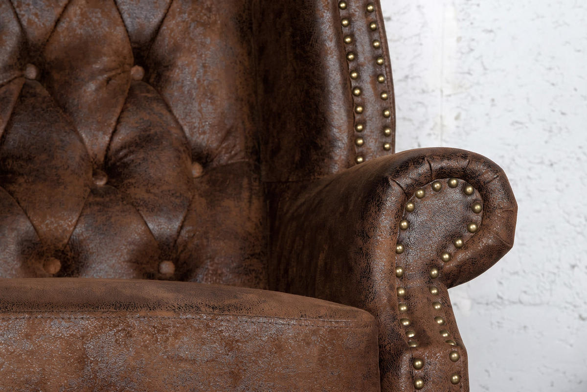 SESSEL CHESTERFIELD Microfaser Braun 105 cm - Braun, Holz/Textil (85/105/75cm) - riess-ambiente