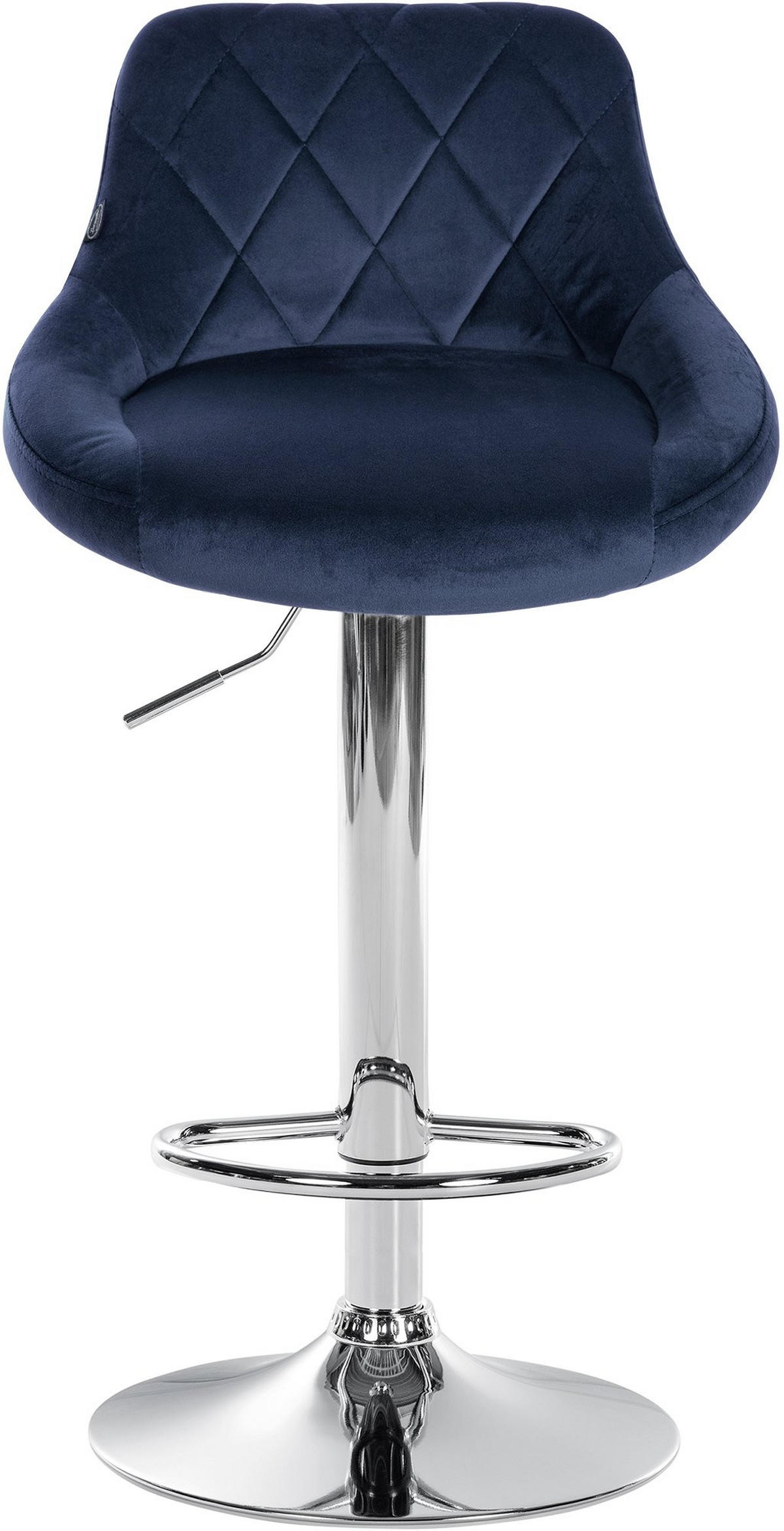 BARHOCKER 2er Set Samt blau - Chromfarben/Blau, Textil/Metall (46/83/49cm) - CLP
