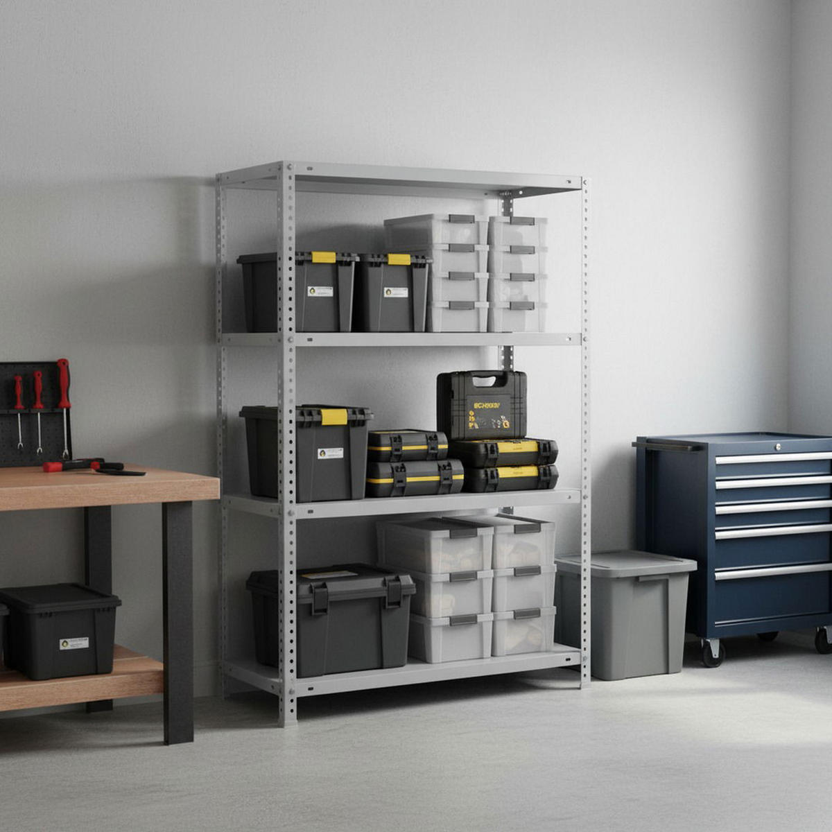SCHRAUBREGAL PANDA MID | HxBxT 150x110x30cm | 4 Fachböden | Fachlast 90kg | Grau - Grau, Metall (110/150/30cm) - PROREGAL