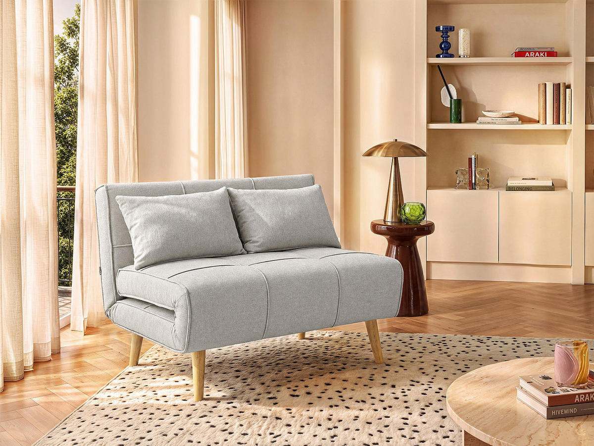 SCHLAFSESSEL - 1 Person - stoff - hellgrau Chila - Hellgrau, Holz/Textil (110/83/76cm) - Vente-Unique