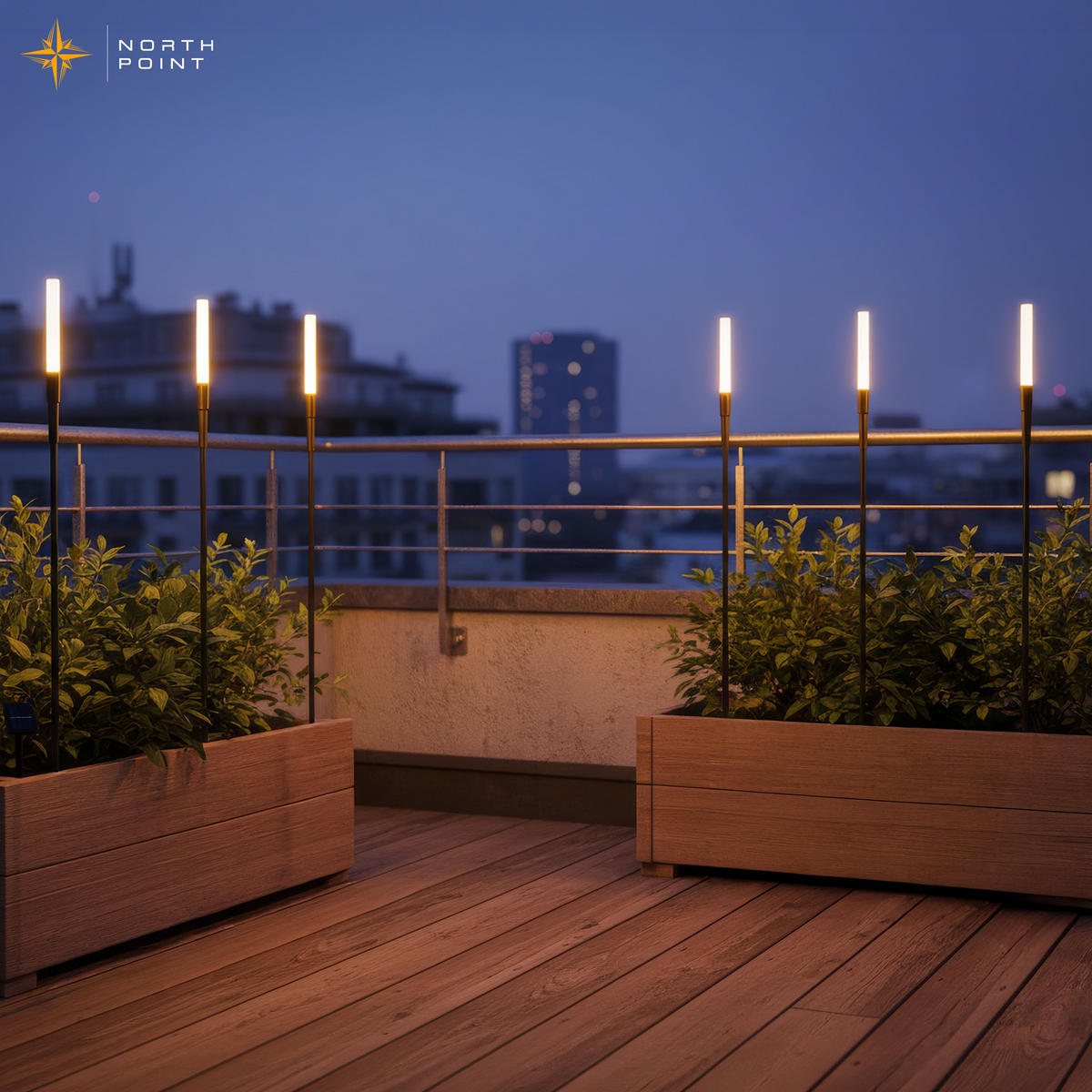 LED-GARTENSTECKER 6er-Set Solarleuchten warmweiß schwarz 121 cm Metall Acryl wetterfest mit Dämmerungssensor Außenbeleuchtung - Schwarz, Kunststoff (3/3/121cm) - Northpoint