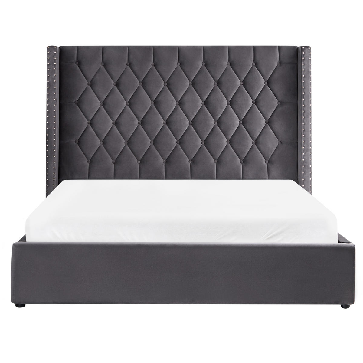 POLSTERBETT 160/200cm Grau Lubbon - Grau, Textil (160/200cm) - Beliani