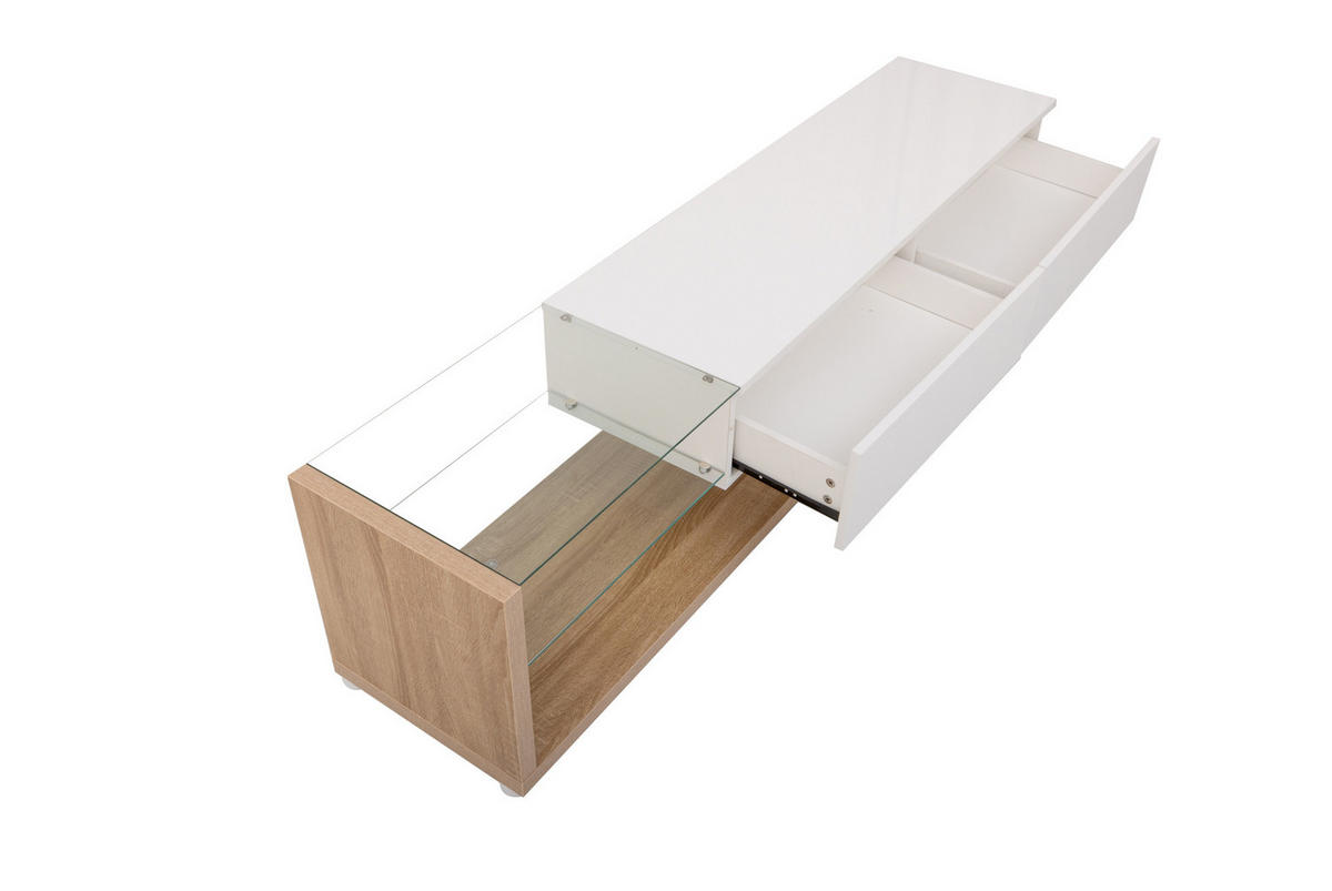 LOWBOARD 170/36/38 cm aus Spanplatte mit App-steuerbarer LED-Beleuchtung Weiß - Weiß, Holzwerkstoff (170/38/36cm) - Modenvie