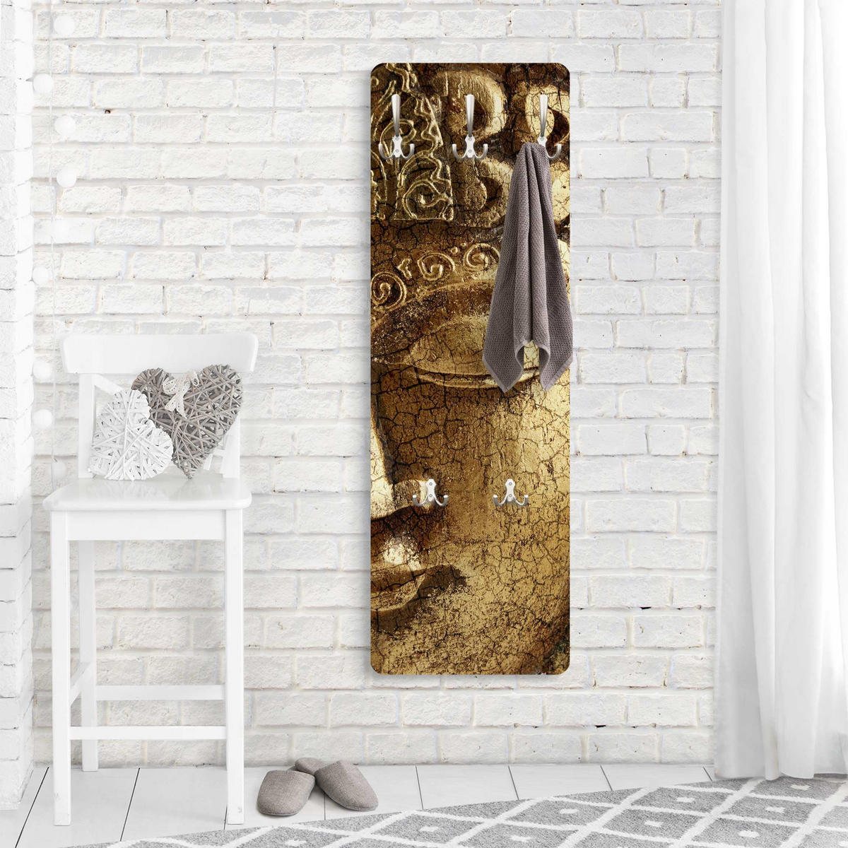 WANDGARDEROBE - Vintage Buddha 34/105 cm - Goldfarben, Holzwerkstoff (34/105/1.6cm) - Bilderwelten