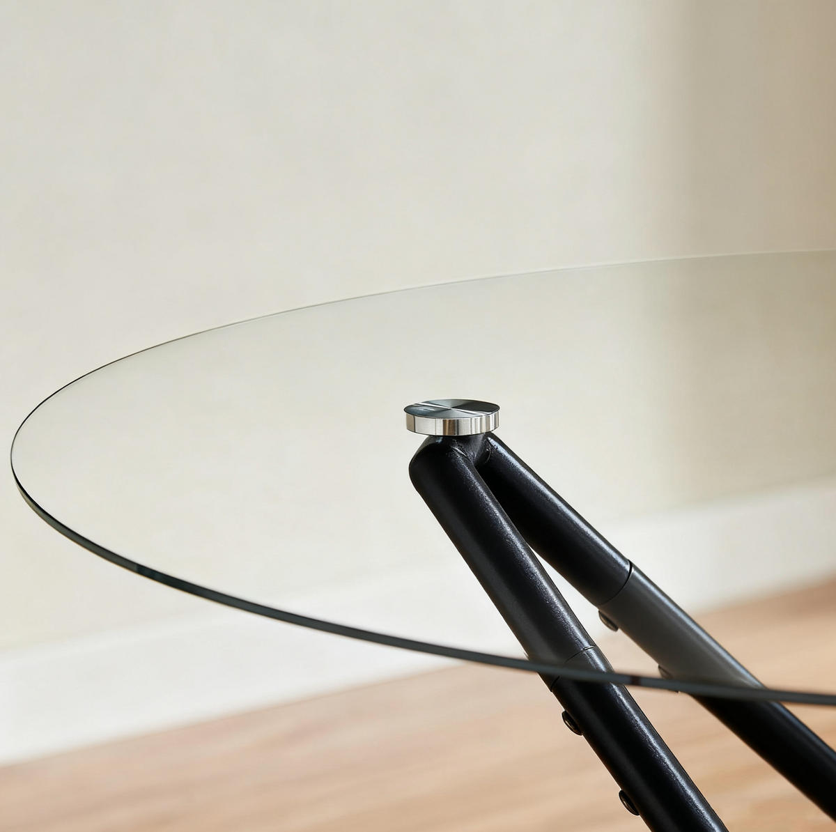 ESSTISCH 90/90/78 cm aus Glas und Metall in Schwarz, rund und platzsparend - Schwarz, Glas (90/90/78cm) - Flora Grace