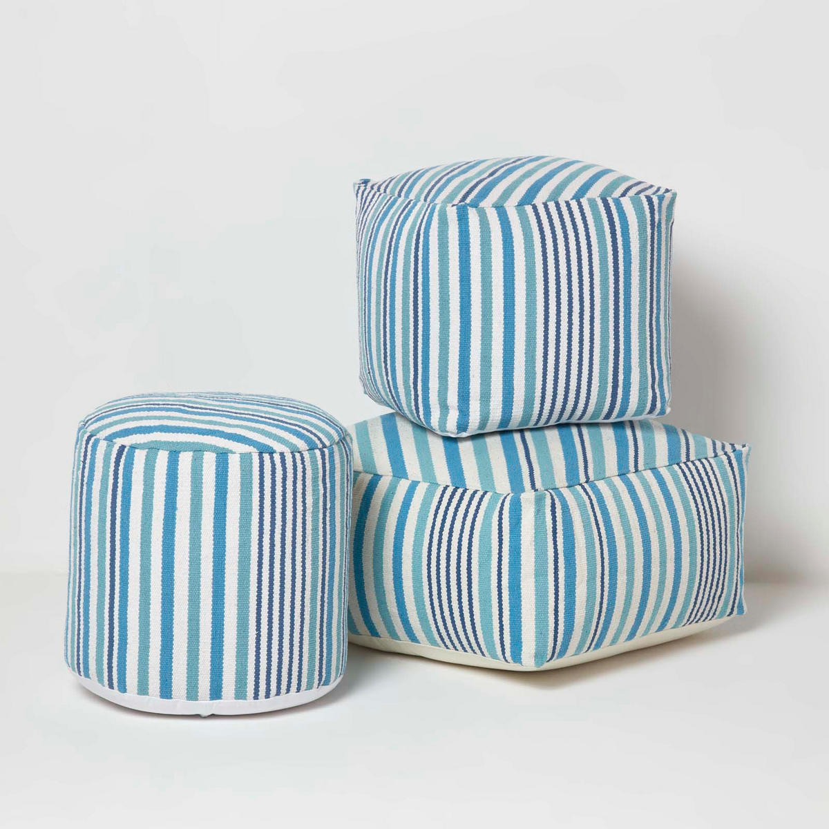 SITZPOUF blau gestreift, 60/60/30 cm - Blau, Textil (60/30/60cm) - Homescapes