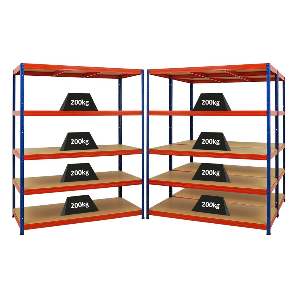 SCHWERLASTREGAL Giant Elephant 3er-Set mit 3x 180x150x60 cm Fachlast 200 kg Blau-Orange - Orange, Metall (450/180/60cm) - PROREGAL
