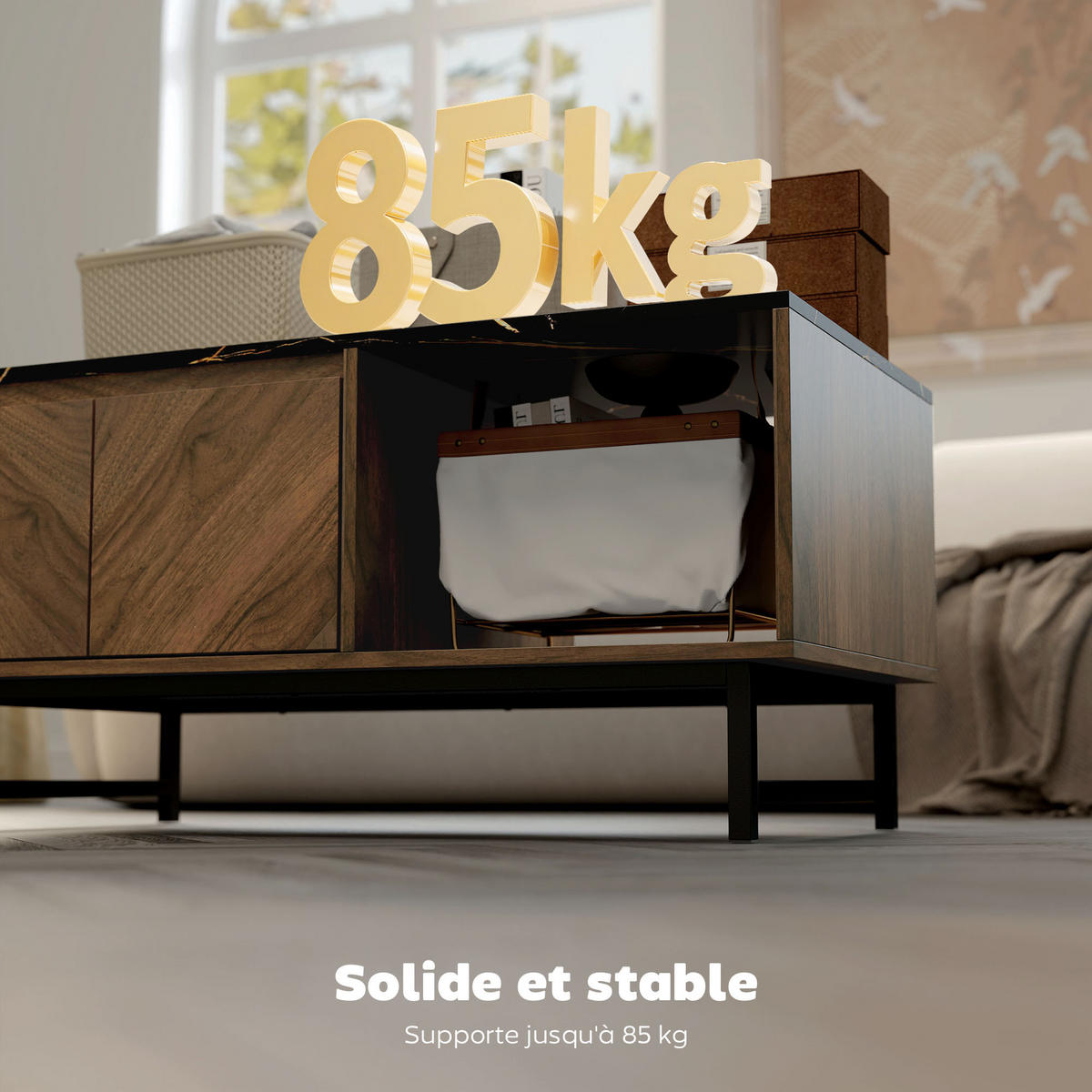 COUCHTISCH DE-15801 mit 2 Türen & 2 offenen Fächern Nussbaum - Walnussfarben, Holzwerkstoff (100/50.8/45.7cm) - ComfortXL