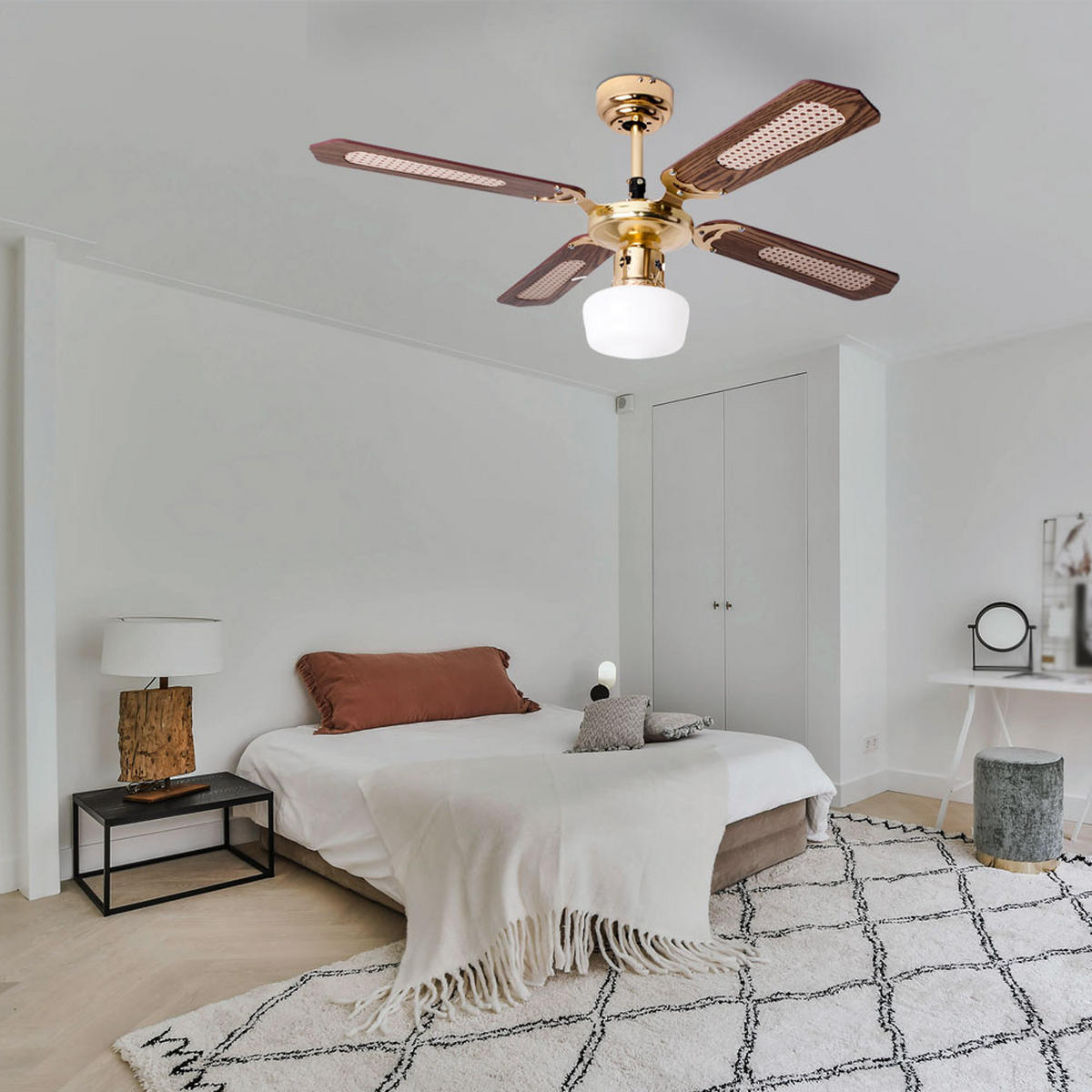 LED DECKENLEUCHTE Deckenventilator Braun Holzoptik - Braun, Holzwerkstoff (105/105/46cm)