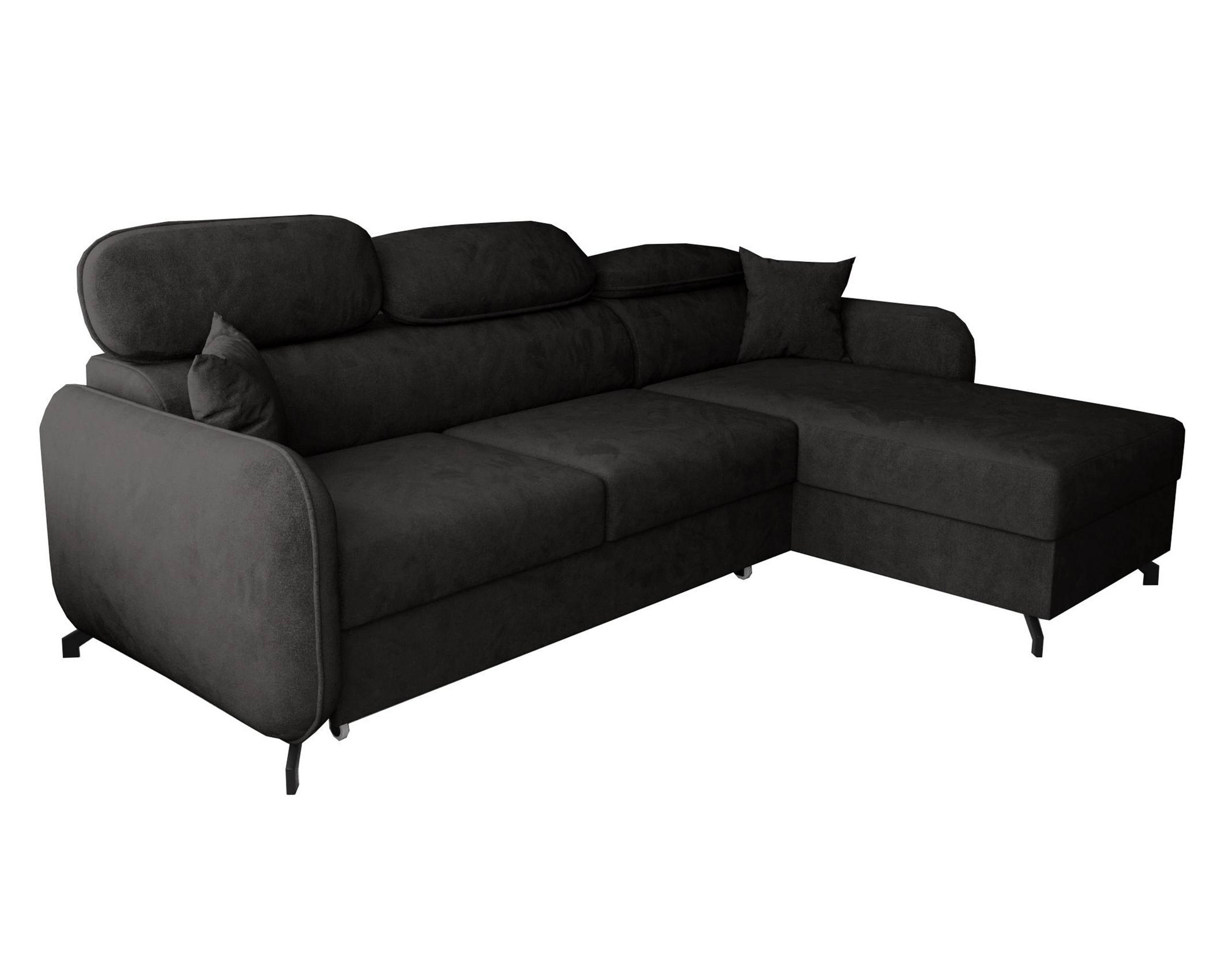 ECKSOFA L Form Ribella 5 Grafit 265/180/100 cm Rechts mit Schlaffunktion - Schwarz, Textil/Metall (265/180cm) - AX Living