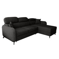 ECKSOFA L Form Ribella 5 Grafit 265/180/100 cm Rechts mit Schlaffunktion - Schwarz, Textil/Metall (265/180cm) - AX Living