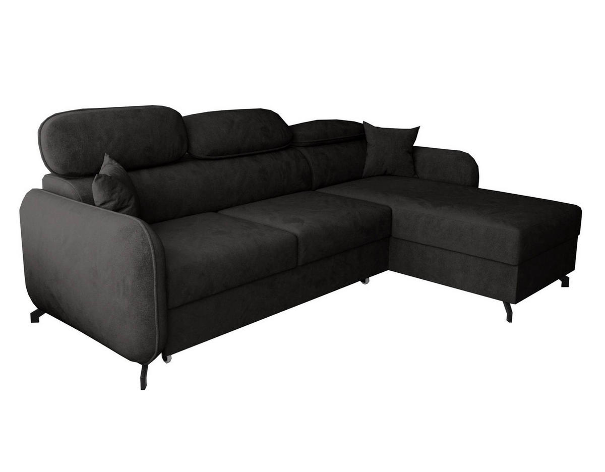 ECKSOFA L Form Ribella 5 Grafit 265/180/100 cm Rechts mit Schlaffunktion - Schwarz, Textil/Metall (265/180cm) - AX Living