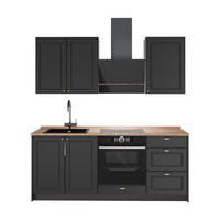 SINGLEKÜCHE Fame-Line, Anthrazit-Gold Landhaus/Anthrazit, 190 cm, AP Eiche - Anthrazit, Holzwerkstoff (190/206.8/60cm) - Vicco
