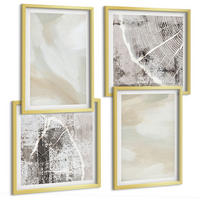 BILDER SET 4er Set - 50x50 cm & 40x60 cm Goldrahmen - Minimalismus der Farbstruktur - Goldfarben, Kunststoff (50/50cm) - TULUP