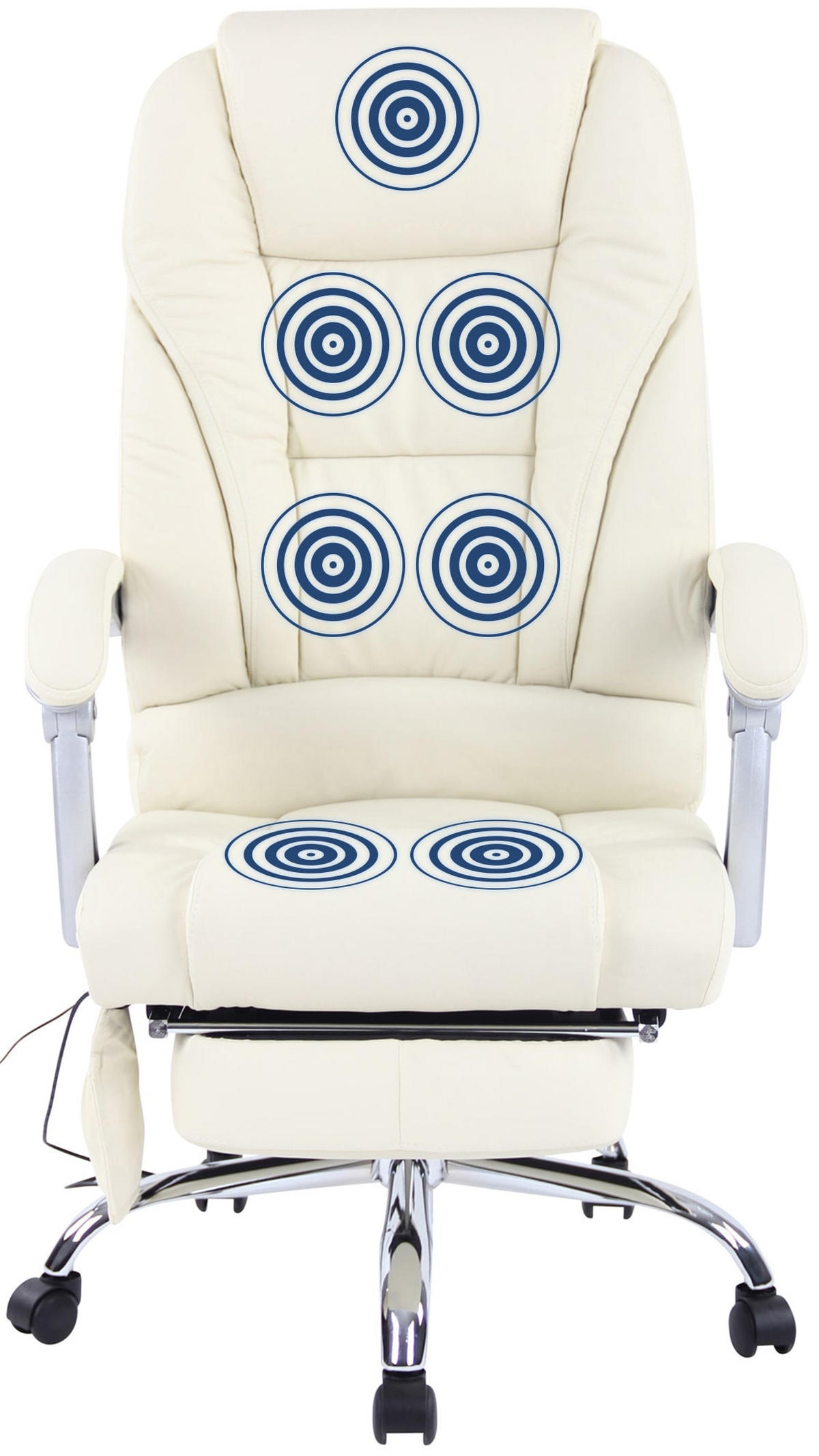 CHEFSESSEL Echtleder Creme - Chromfarben/Creme, Leder/Metall (69/118/64cm) - CLP