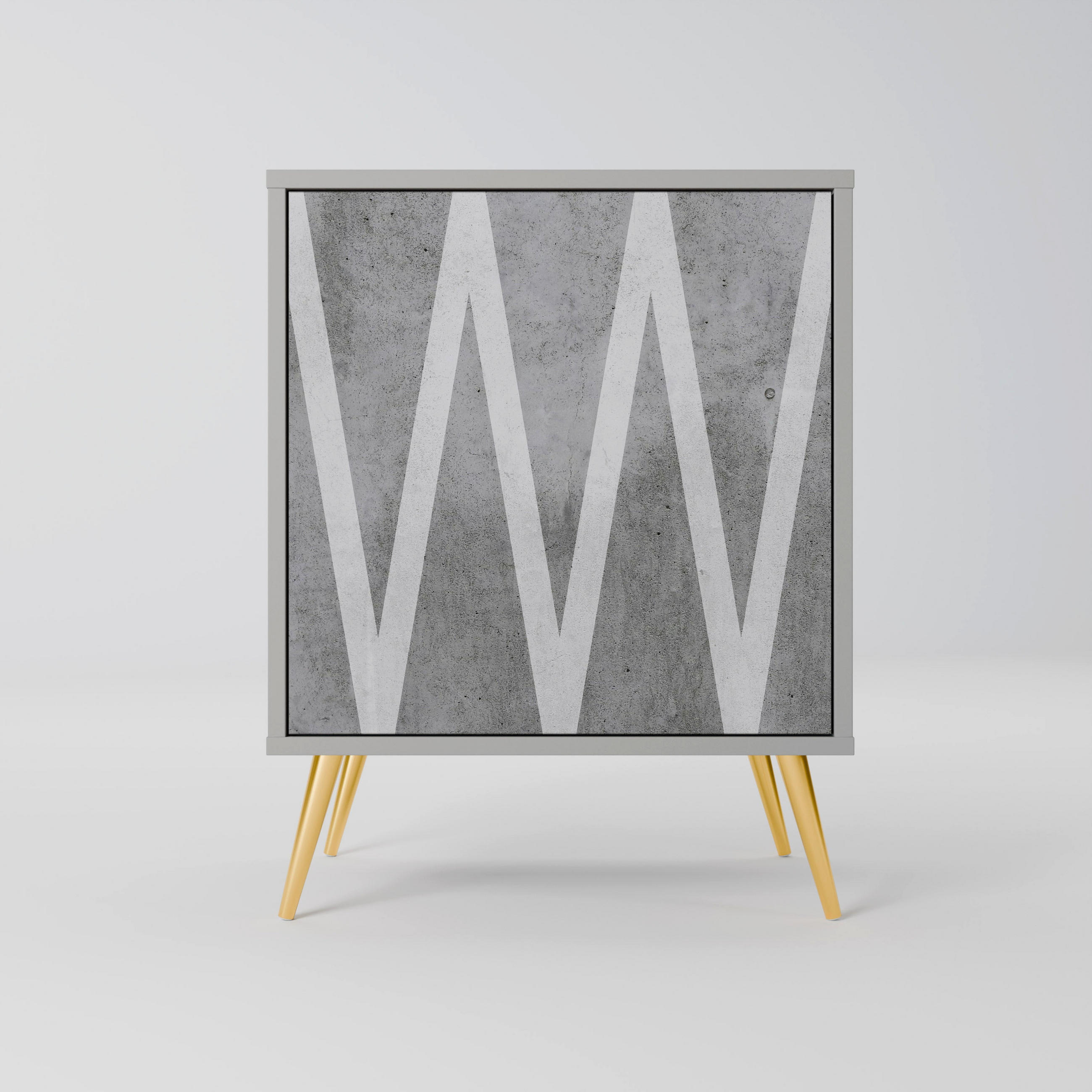 SIDEBOARD SOLID ZIG ZAG, Grau, 57,5x42x75,5 cm, Goldfarbene Metallfüße - Goldfarben/Multicolor, Holzwerkstoff/Metall (57.5/75.5/42cm) - SpaceRebels