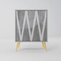SIDEBOARD SOLID ZIG ZAG, Grau, 57,5x42x75,5 cm, Goldfarbene Metallfüße - Goldfarben/Multicolor, Holzwerkstoff/Metall (57.5/75.5/42cm) - SpaceRebels
