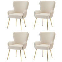 ESSZIMMERSTUHL 4er-Set mit Armlehnen Samt Beige/Gold - Beige, Metall (47.5/83/57.1cm) - Meubliv