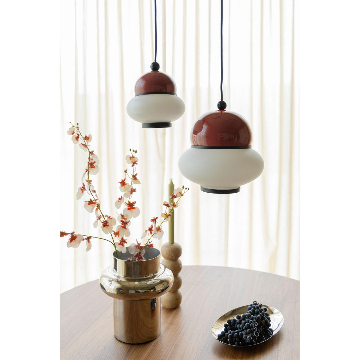 PENDELLEUCHTE Bumble Rot M - Rotbraun, Metall (25.4/26/25.4cm) - Zuiver
