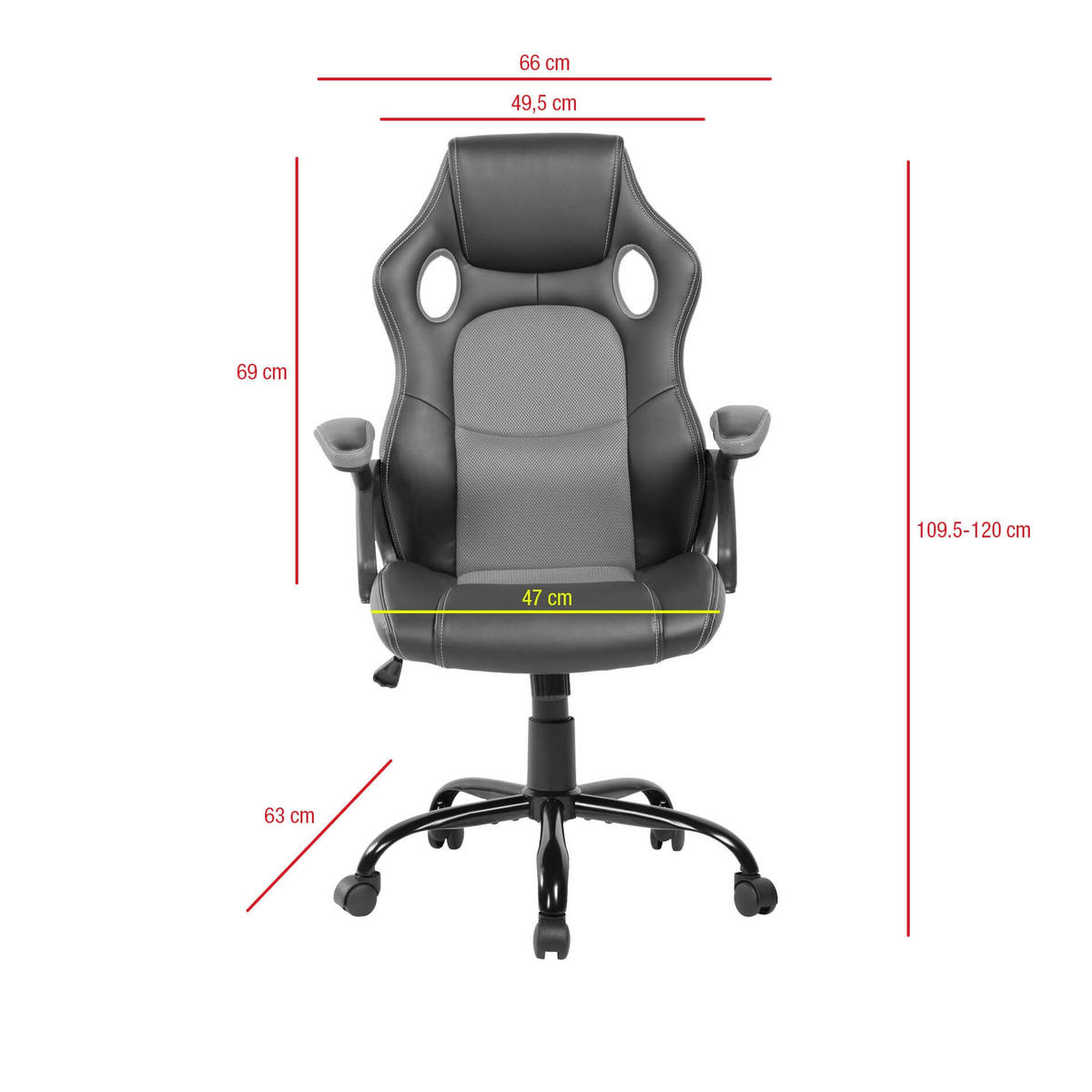 GAMINGSTUHL Schwarz 63/66/120 cm - Schwarz, Textil (63/120/66cm) - Mobili Rebecca