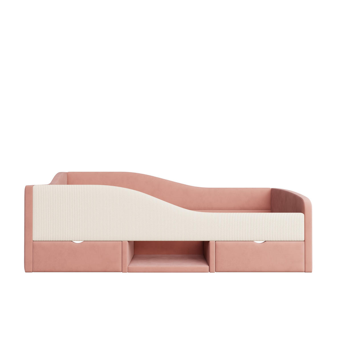 POLSTERBETT 90/190 cm rosa/cremeweiß aus Samt mit 2 Schubladen - Rosa, Textil (90/190cm) - OKMYHOME