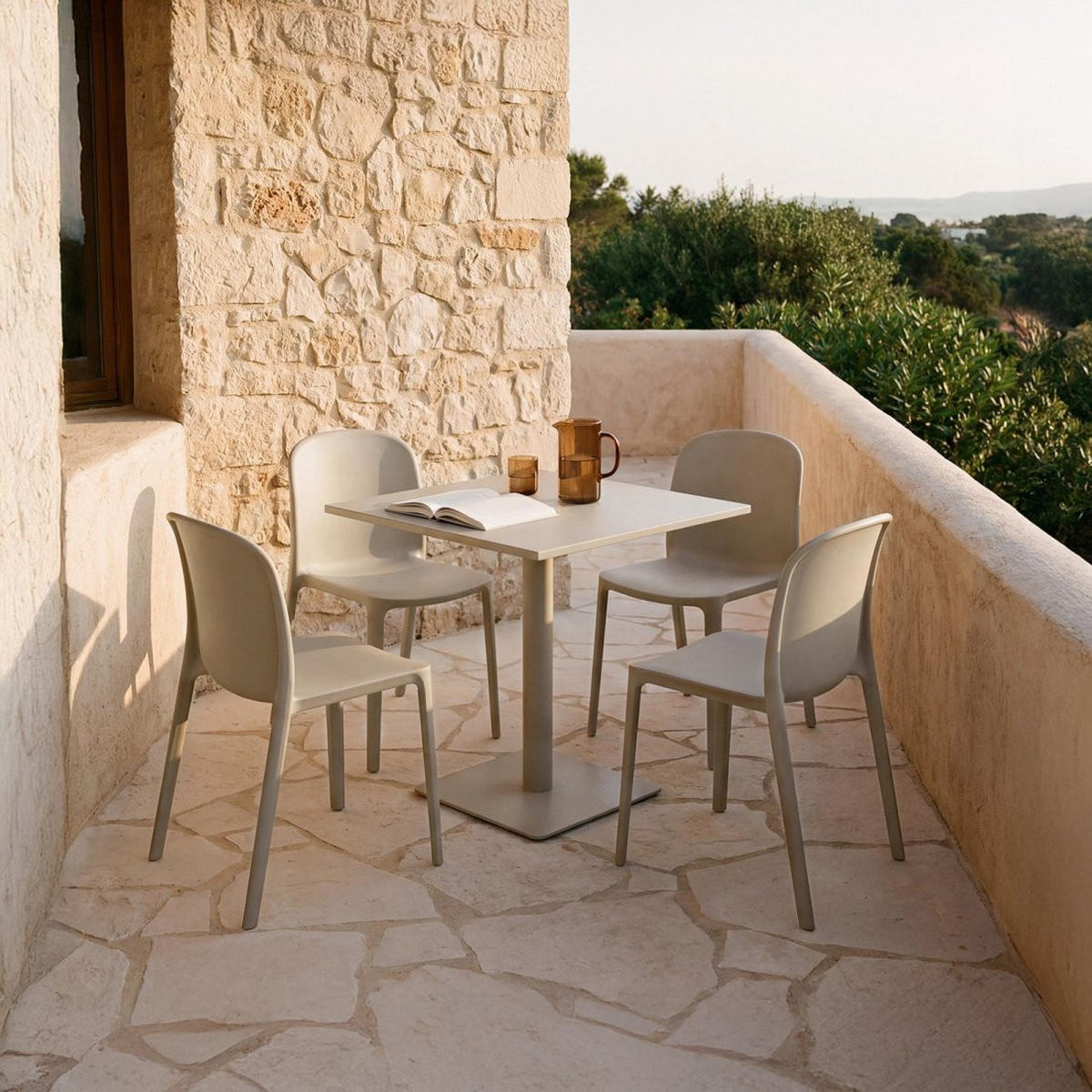 GARTENSTUHL Ethan Beige 50 cm x 79 cm 4er-Set - Beige, Kunststoff (50/79/56cm) - Klast Home