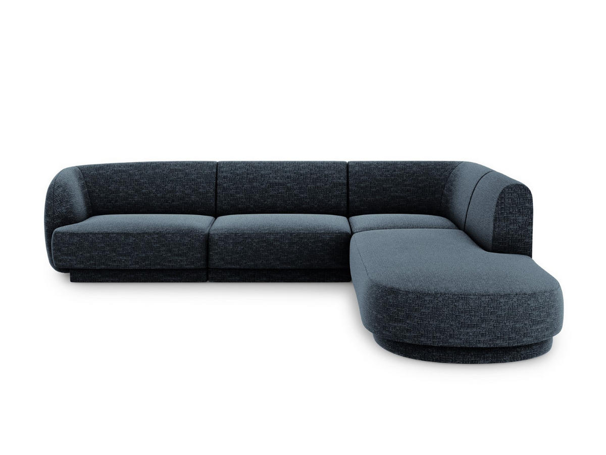 ECKSOFA rechts Miley aus Chenille-Stoff königsblau 6 Sitzplätze - Blau, Textil (248/255cm) - Micadoni