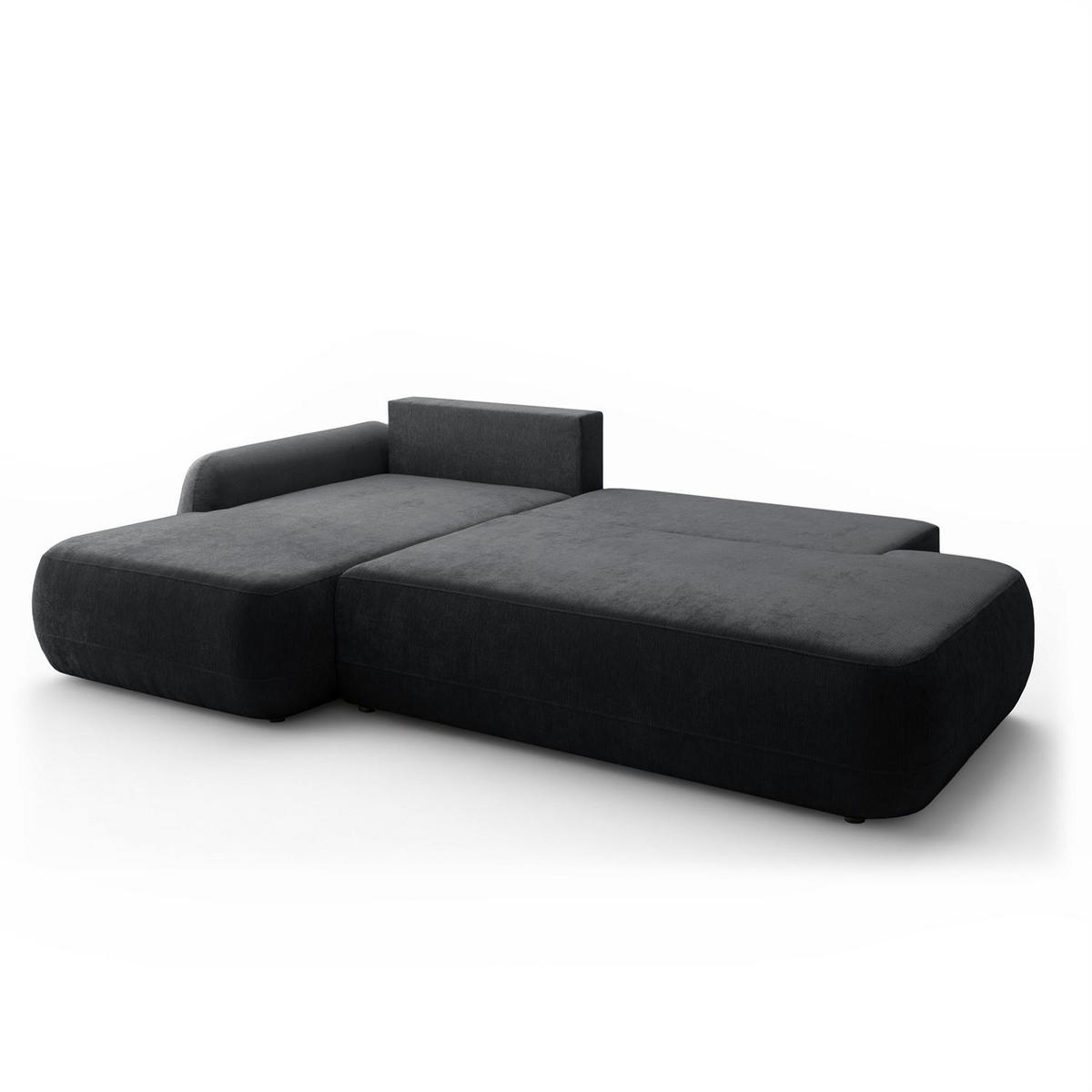 ECKSOFA GOYA mit Schlaffunktion und Bettkasten, Linke, Perfect Harmony 90 - Graphitfarben, Textil (184/302cm) - Lookway