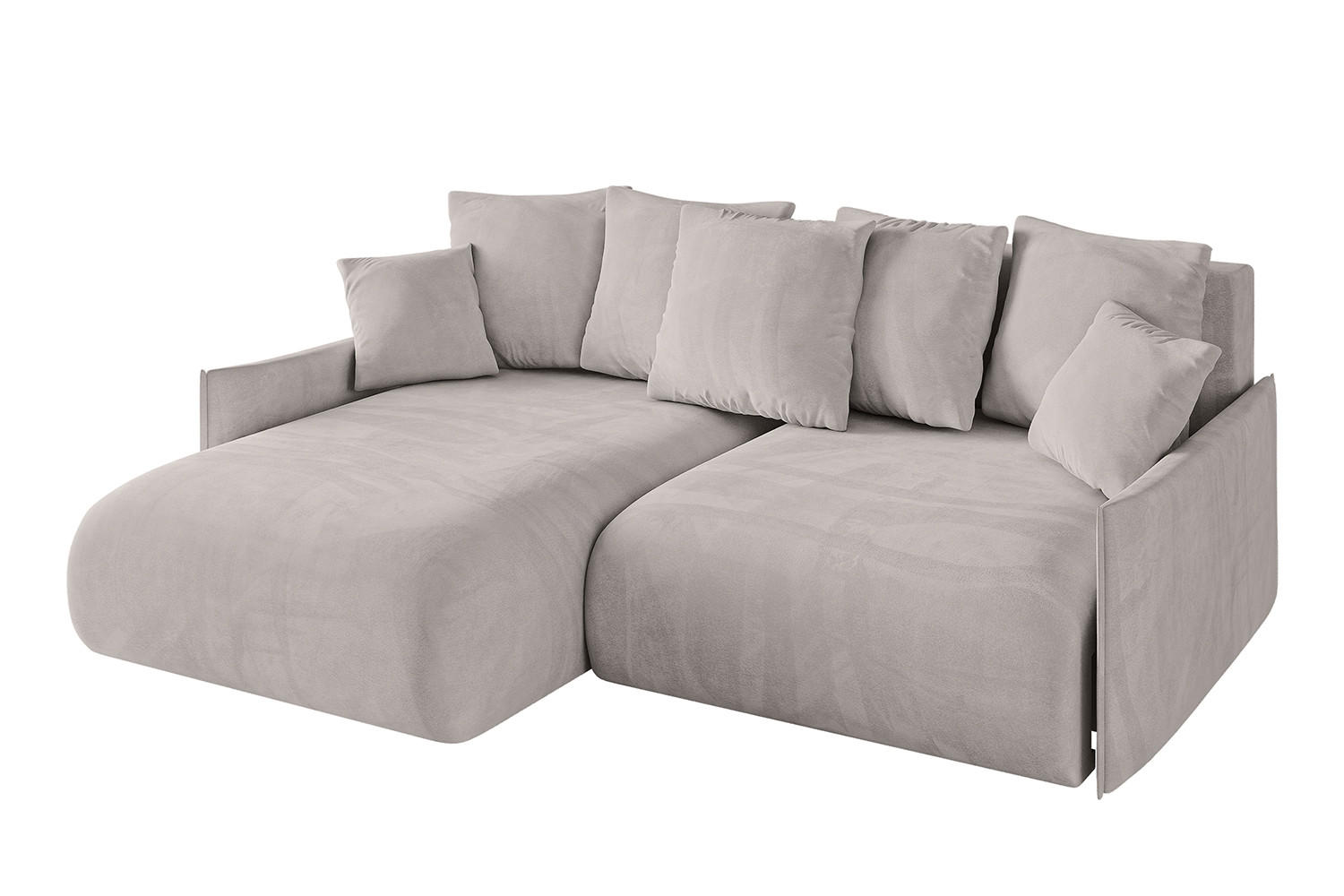 ECKSOFA Ottomane links ONESK-L-v1 216x177x72 Hellbraun Velours - Hellbraun, Holzwerkstoff/Kunststoff (216/177cm) - ALTDECOR