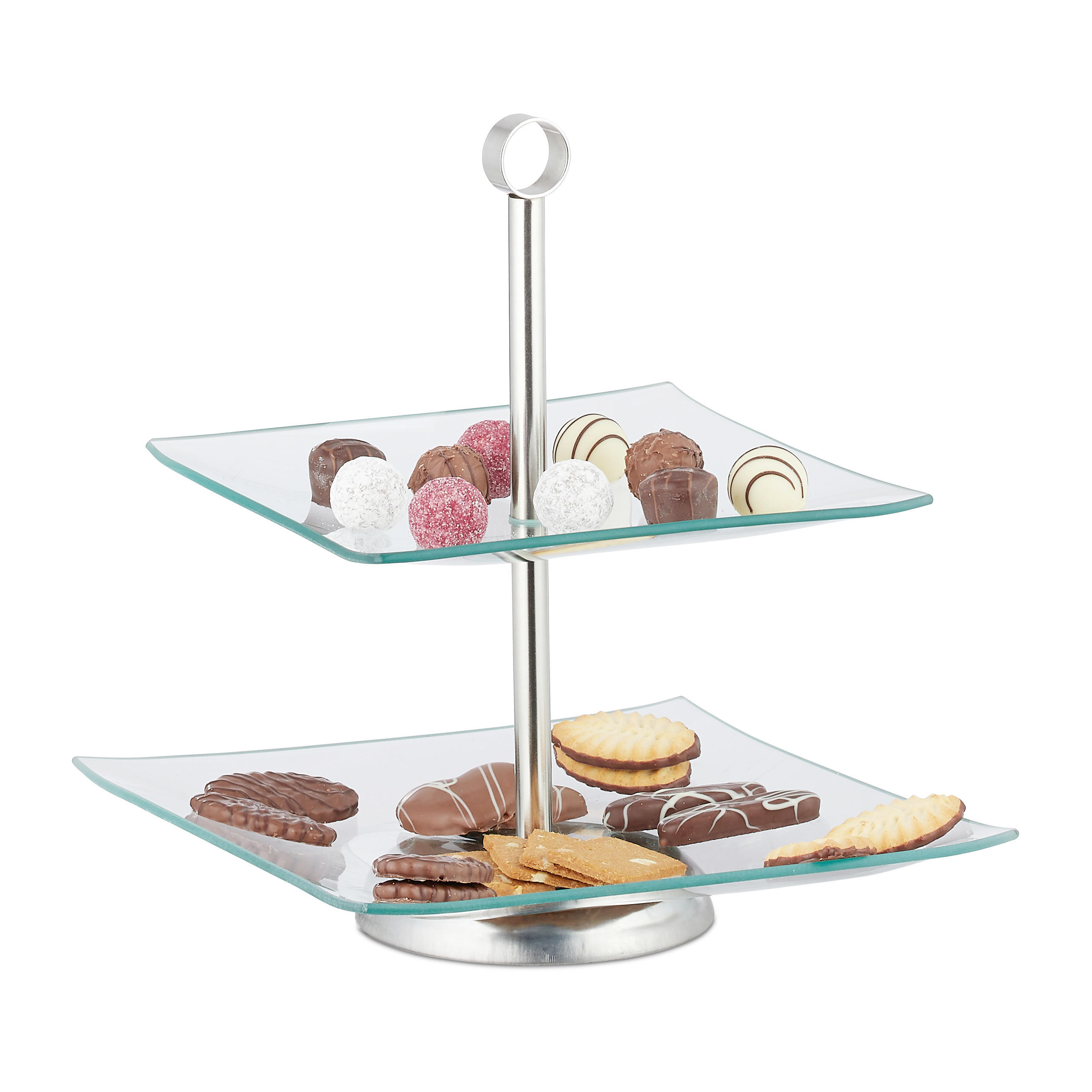 ETAGERE - Transparent, Glas/Metall (24.5/28cm) - Relaxdays