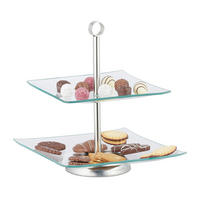 ETAGERE - Transparent, Glas/Metall (24.5/28cm) - Relaxdays