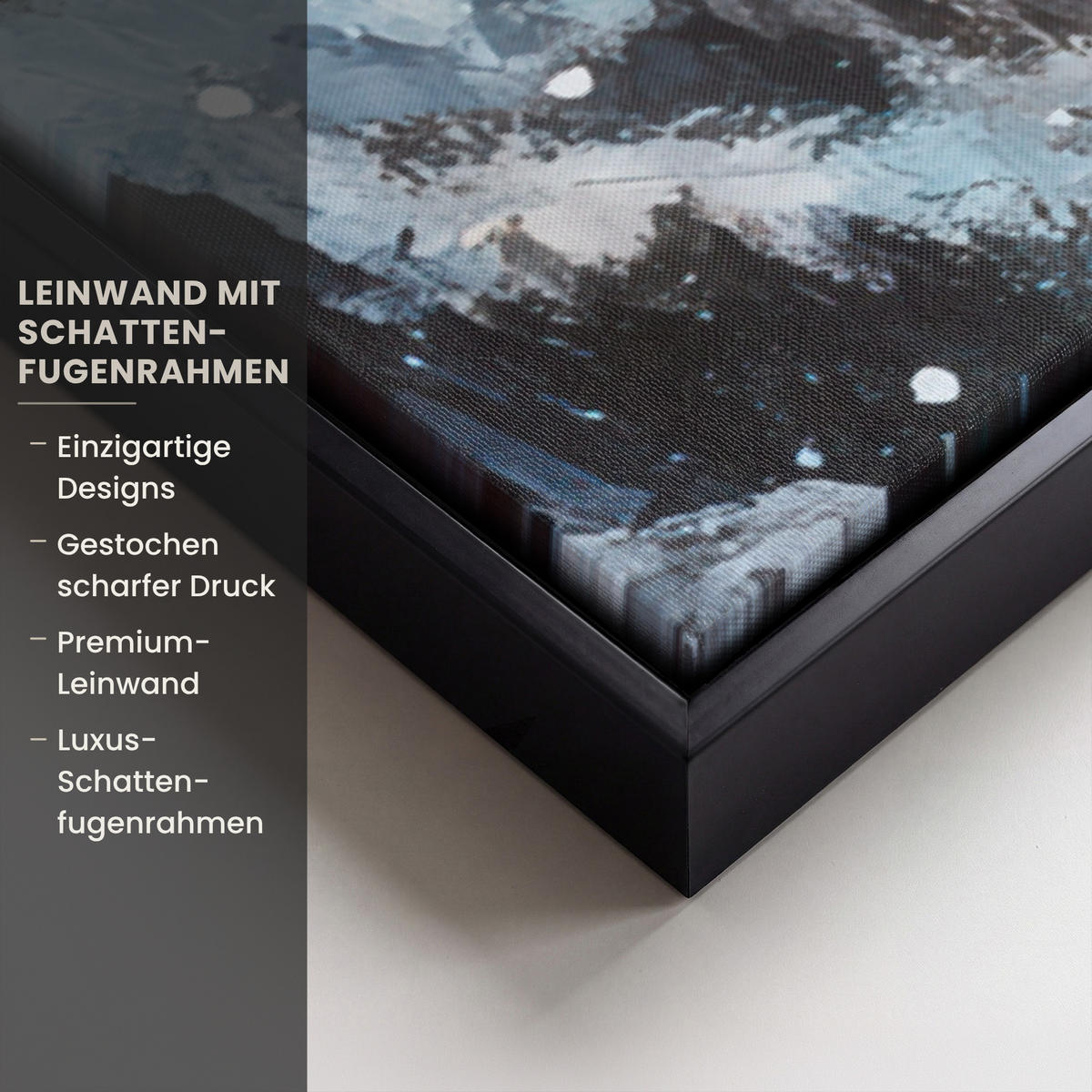 LEINWAND Bilder mit Rahmen - Weihnachtsdorf - Häuser - Schnee - Weihnachten - 90x60 - Sandfarben, Textil (90/60cm) - MuchoWow