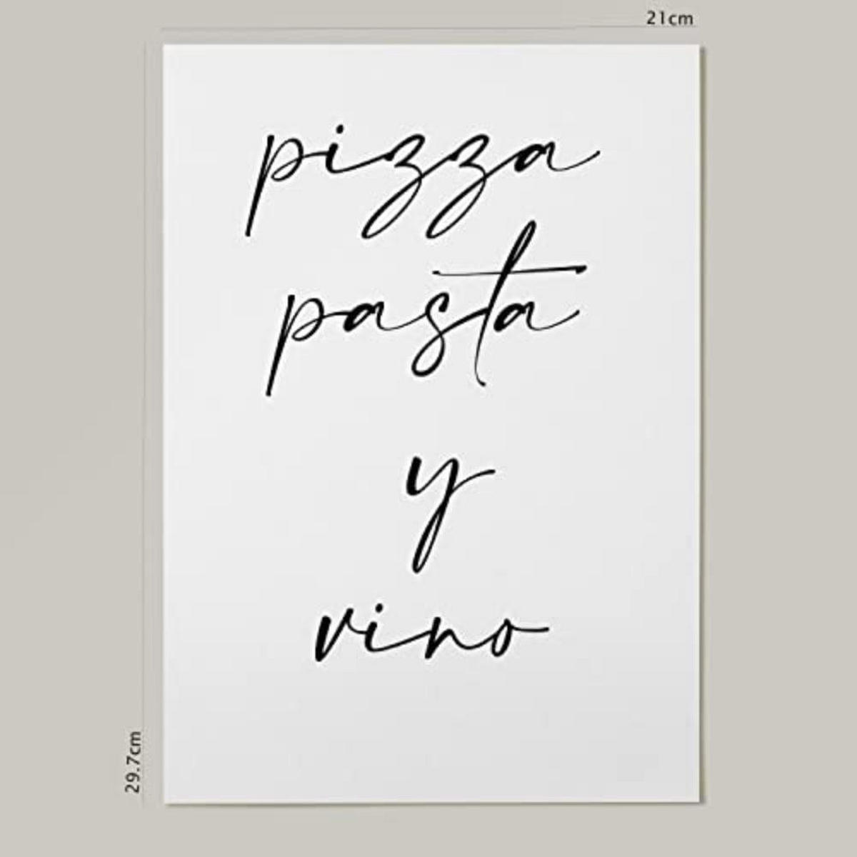 POSTER Set mit 4 Küche TypografieStil A4 Rahmenlos - Klar, Papier (29.7/3cm) - Nacnic