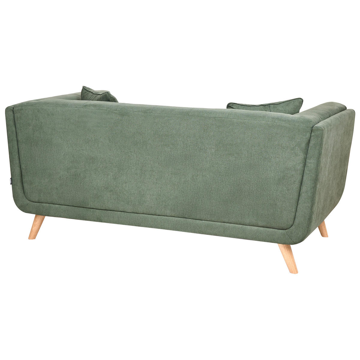 2-SITZER-SOFA Stoff Grün mit Ottomane Habo - Hellbraun, Textil (176/78/72cm) - Beliani