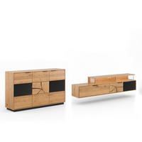 WOHNWAND Tirano 2er-Set Eiche Natur / Schwarz / Hirnholz - Eichefarben/Multicolor, Holz/Metall (354/84/39cm) - Feldmann-Wohnen