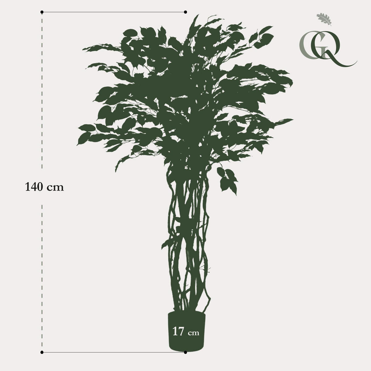 KUNSTPFLANZE Ficus Liana Geigenblattpflanze 140cm - Grün, Kunststoff (140cm) - Green boutiQ