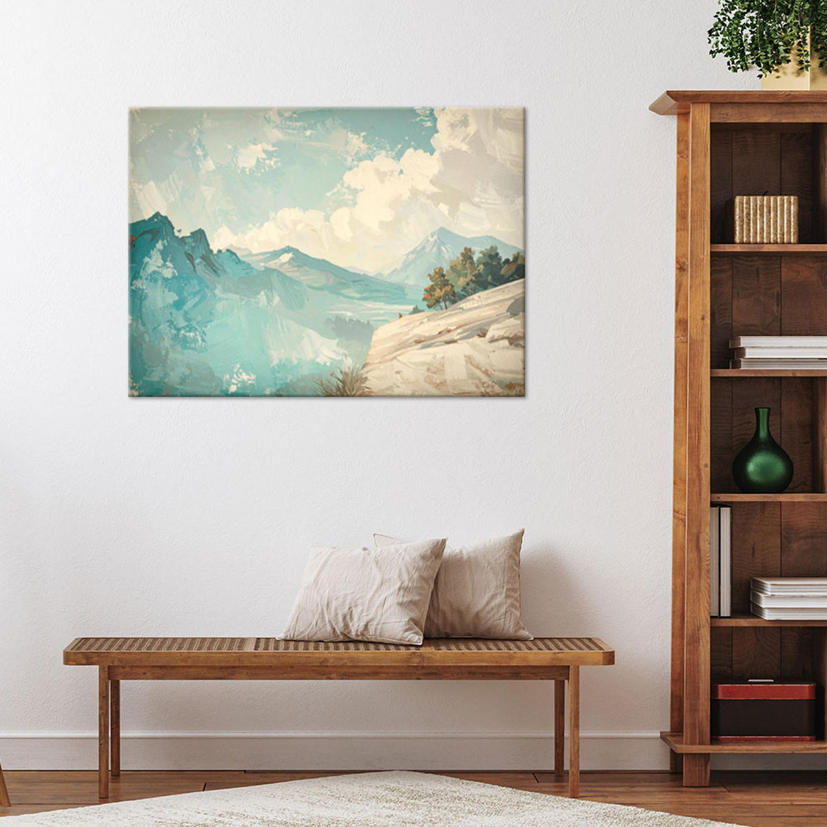 LEINWANDBILD Abstraktion 120x80cm - Türkis, Textil (120/80cm) - Feeby