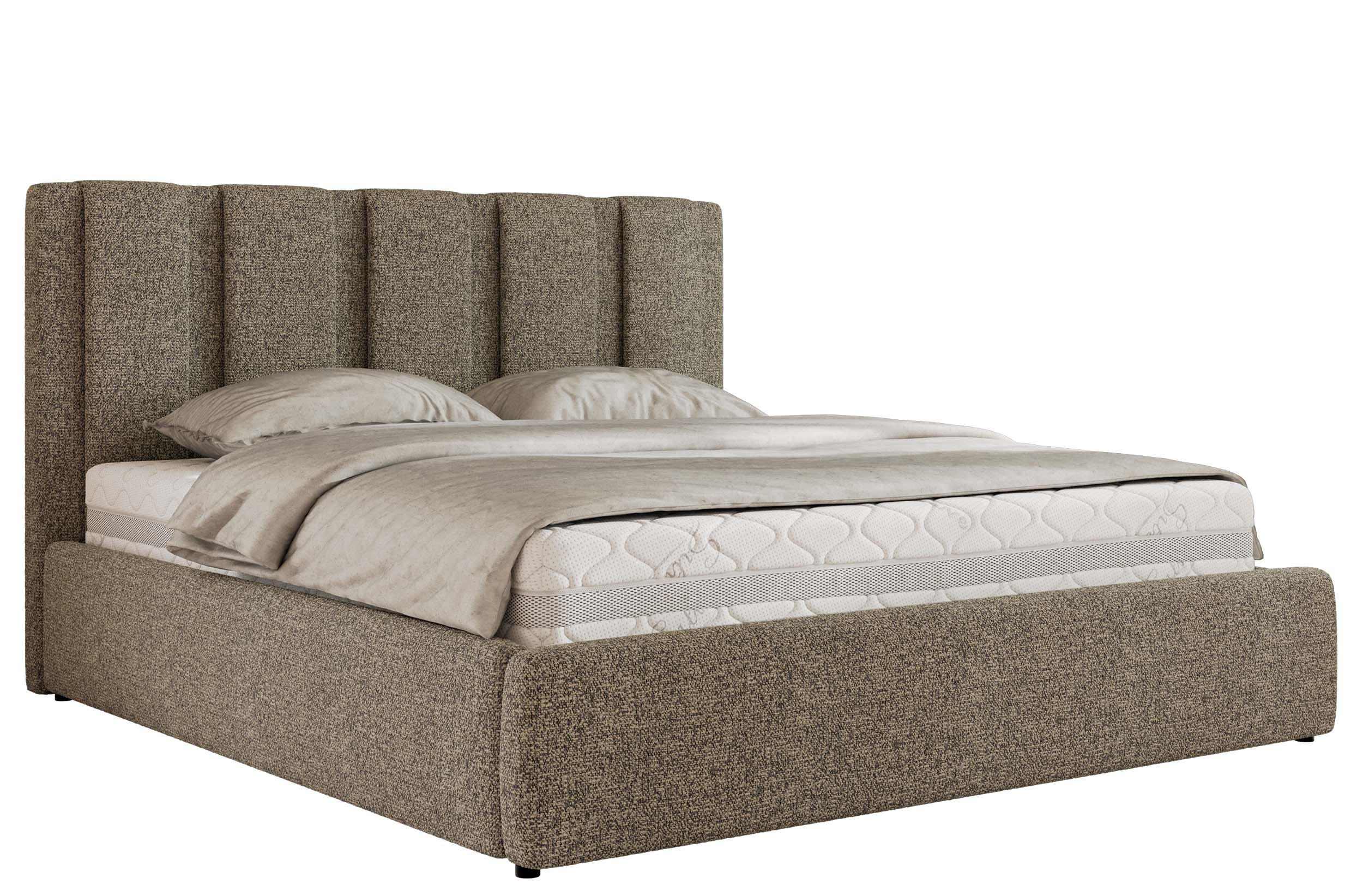 POLSTERBETT SAVINO CLASSIC 160/200 - Grau Struktur - Multipocket-Matratze - Grau, Textil (160/200cm) - MKS