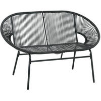 GARTENBANK aus PE-Rattan 132x72x83 cm Schwarz mit hoher Rückenlehne und Stahlrahmen - Schwarz, Kunststoff (132/83/72cm) - Modfu