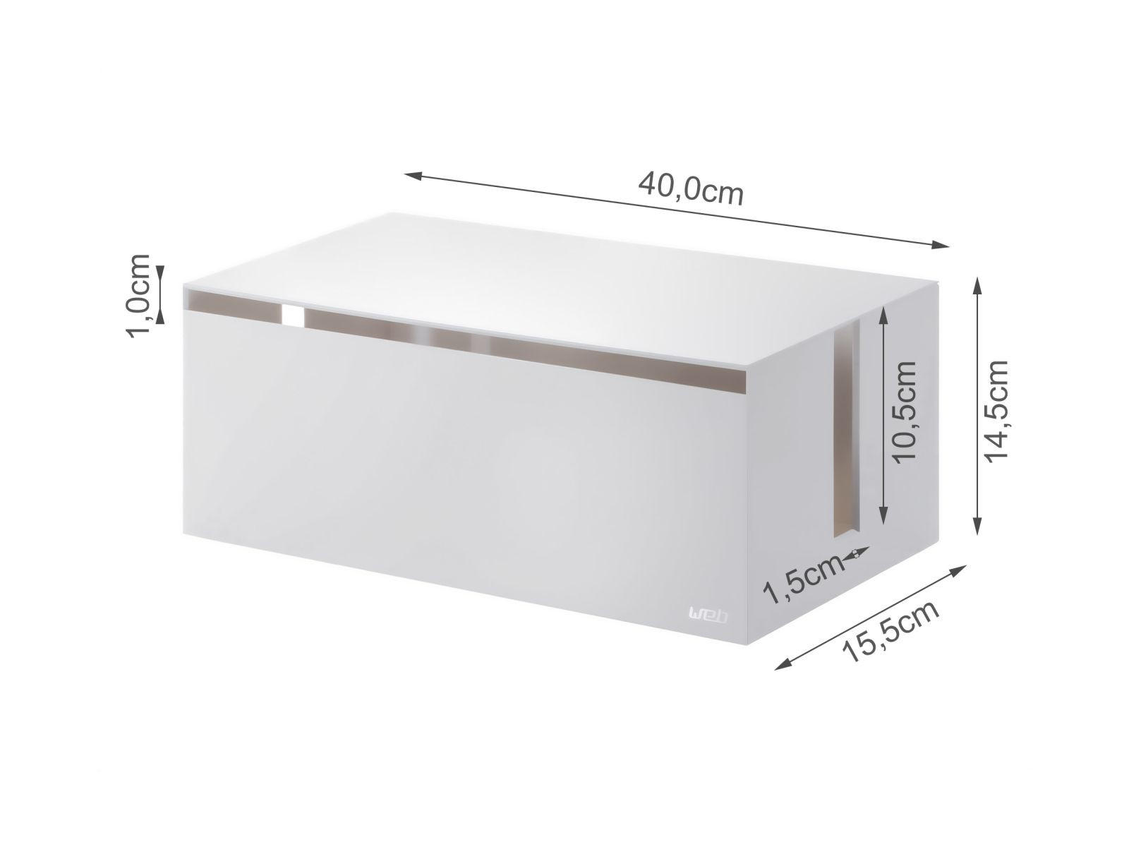 KABELBOX Web weiß 40/14/15 cm - Weiß, Kunststoff (15/40/14cm) - Yamazaki